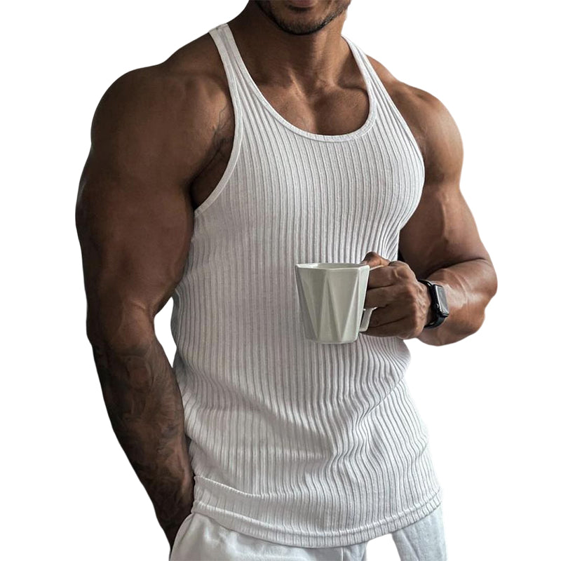 Men's Stripe Solid Color Sports Vest