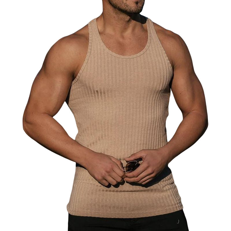 Men's Stripe Solid Color Sports Vest