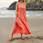 Women's Sleeveless Cotton And Linen Dress