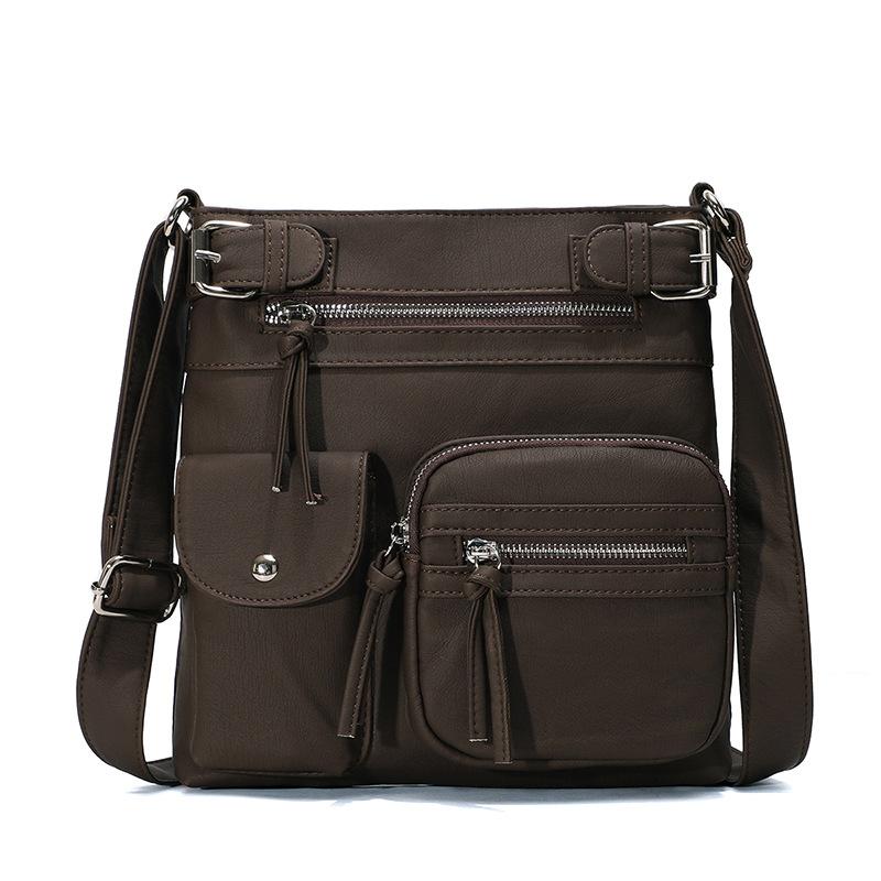 Multi-Pocket Soft PU Crossbody Bag