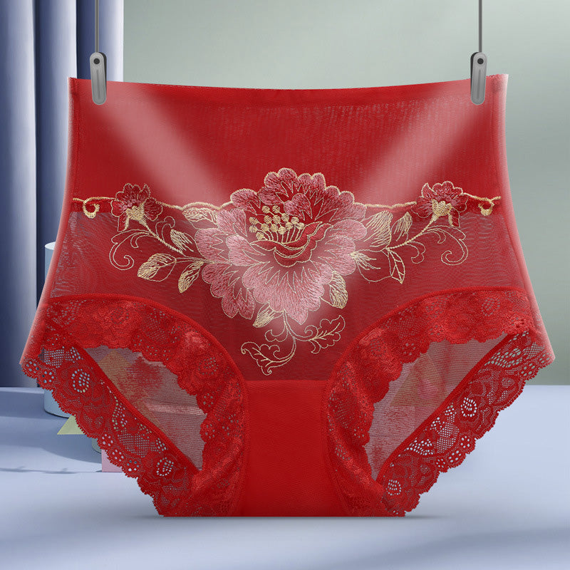 High Waist Lace Embroidered Panties