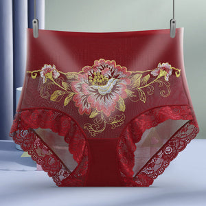 High Waist Lace Embroidered Panties