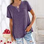 Fashion Solid Color Pocket Short Sleeve T-Shirt