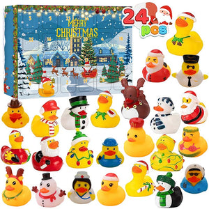 24 Pcs Christmas Rubber Ducks Advent Calendar