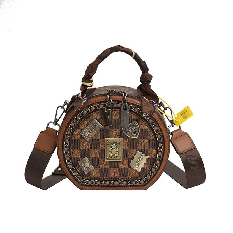 Fashion Retro Bear Badge Print Leather Handbags