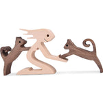 Pet Lover Gifts Wood Sculpture Family & Puppy Wooden Crafts Table Ornaments