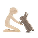 Pet Lover Gifts Wood Sculpture Family & Puppy Wooden Crafts Table Ornaments