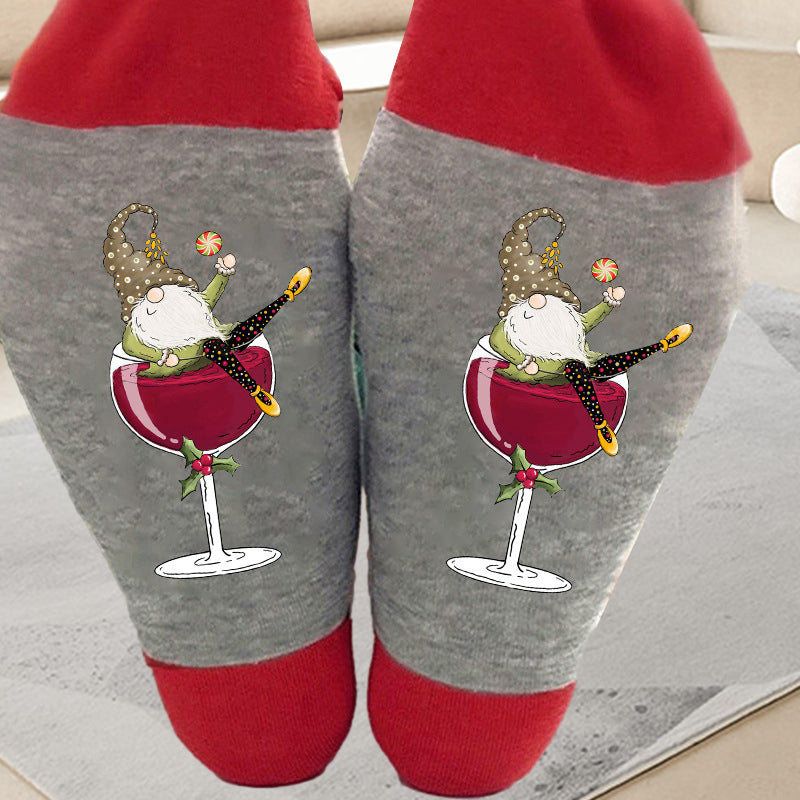 Gnome Wine Glass Unisex Crew Socks