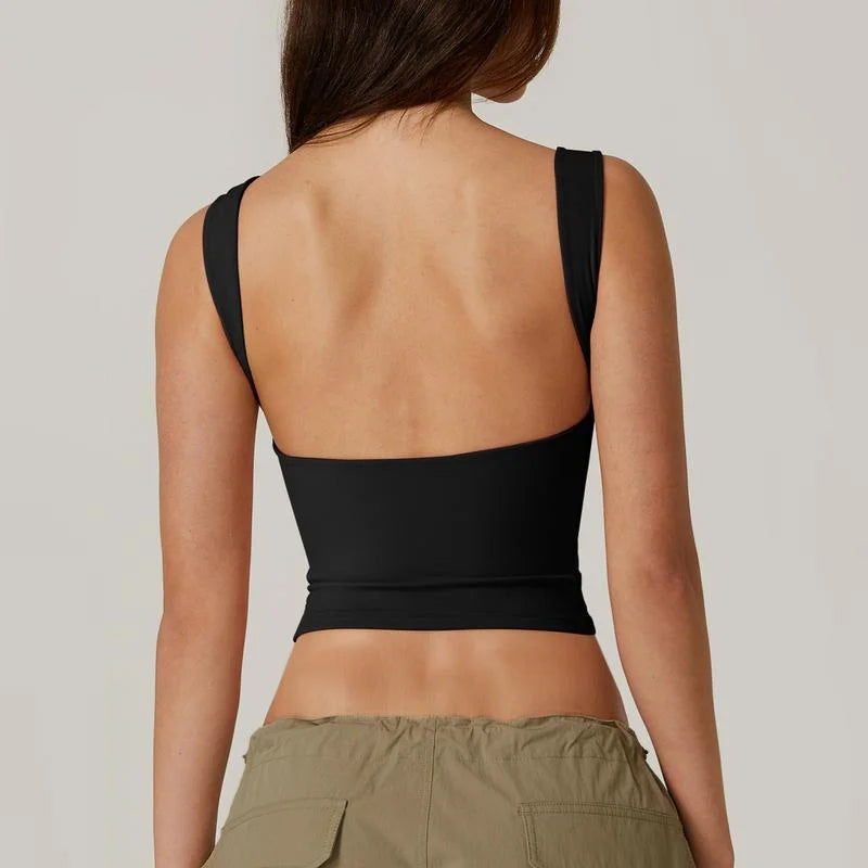Women's Sexy Open Back Sleeveless Crop Tank