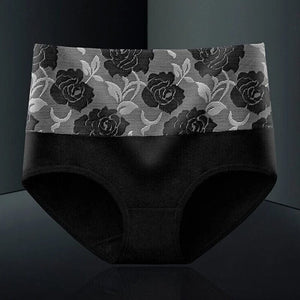 High Waist Cotton Print Flower Briefs