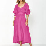 French Ruffled Lantern Sleeves Multi-wear Dress