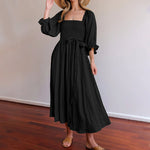 French Ruffled Lantern Sleeves Multi-wear Dress