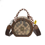 Fashion Retro Bear Badge Print Leather Handbags