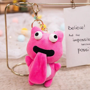 Cute Plush Animal Keychain Sticking out Tongue Frog