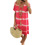 Tie-Dye Striped Short-sleeved Loose T-shirt Dress