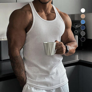 Men's Stripe Solid Color Sports Vest