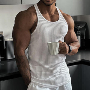 Men's Stripe Solid Color Sports Vest