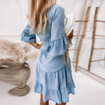 Solid Color Denim Dress