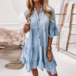 Solid Color Denim Dress