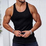 Men's Stripe Solid Color Sports Vest