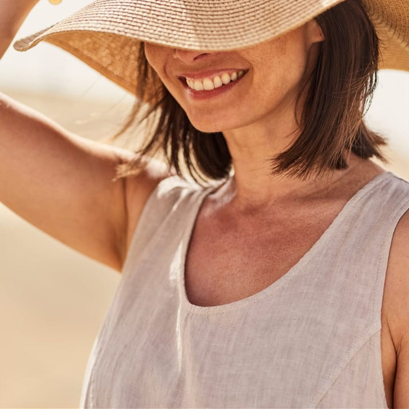 Women's Sleeveless Cotton And Linen Dress