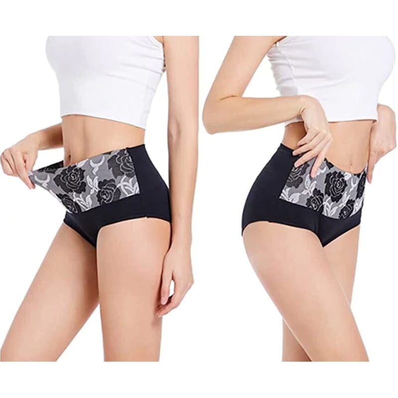 High Waist Cotton Print Flower Briefs