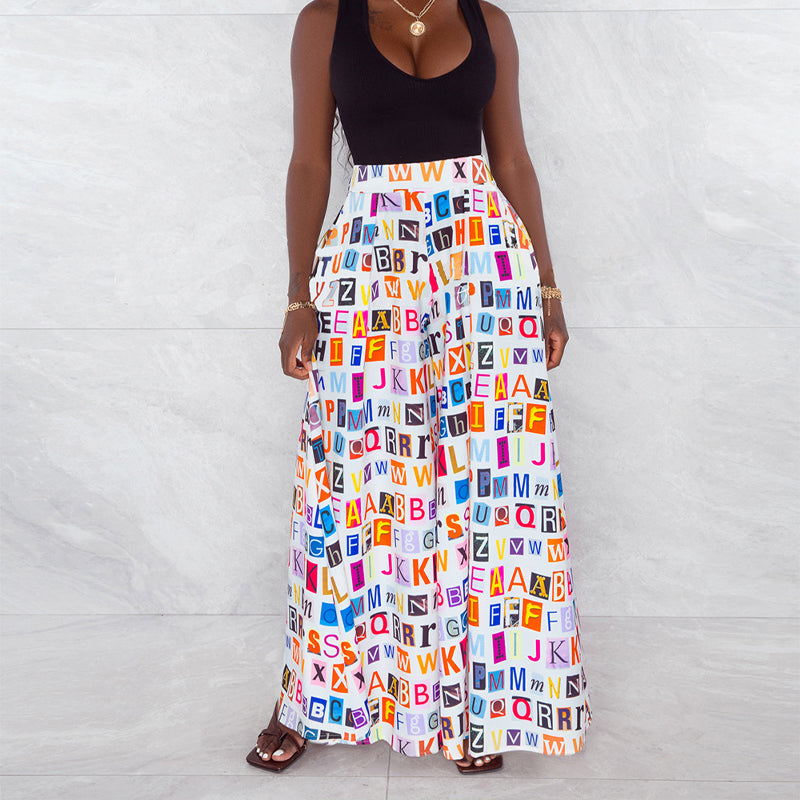 Casual Street Mid Waist Full Length Wide Leg Pants