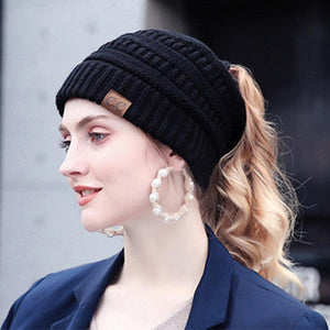 Soft Knit Ponytail Beanie Hat