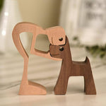 Pet Lover Gifts Wood Sculpture Family & Puppy Wooden Crafts Table Ornaments