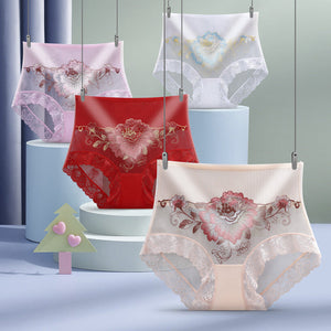 High Waist Lace Embroidered Panties