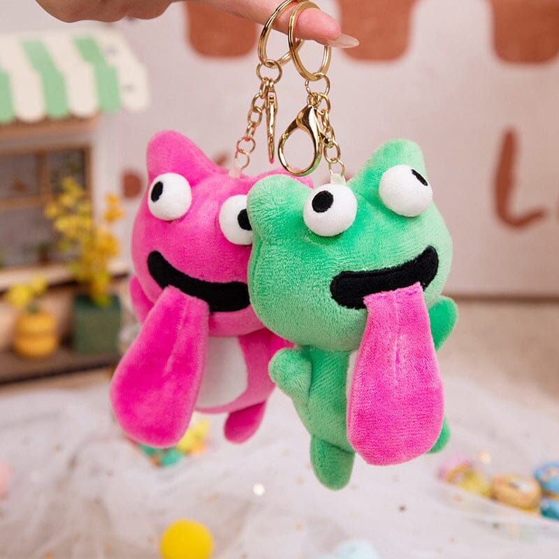 Cute Plush Animal Keychain Sticking out Tongue Frog