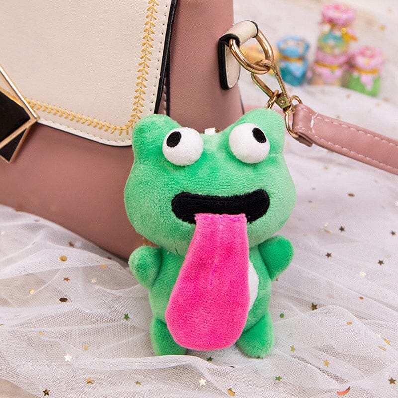 Cute Plush Animal Keychain Sticking out Tongue Frog