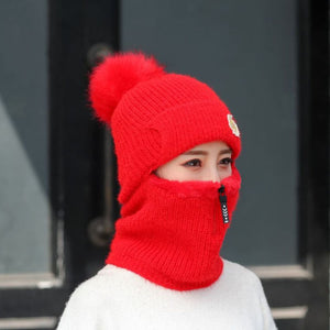 Women Cute Winter Hat Scarf Set