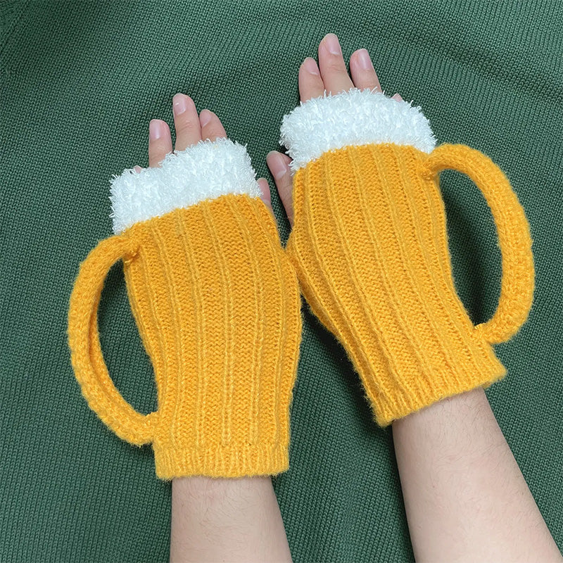 Funny 3D Beer Mug Knitted Glove Gift