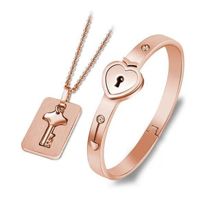 Heart Lock Bracelet &amp; Necklace