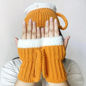 Funny 3D Beer Mug Knitted Glove Gift