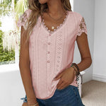 Casual V Neck Lace T-Shirt
