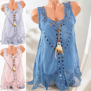 Women's All-match Round Neck Lace Hollow Camisole