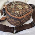 Fashion Retro Bear Badge Print Leather Handbags