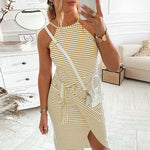 Casual Sleeveless Striped Midi Dresses