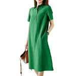 Linen Cotton Short Sleeve Simple Dress