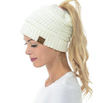 Soft Knit Ponytail Beanie Hat