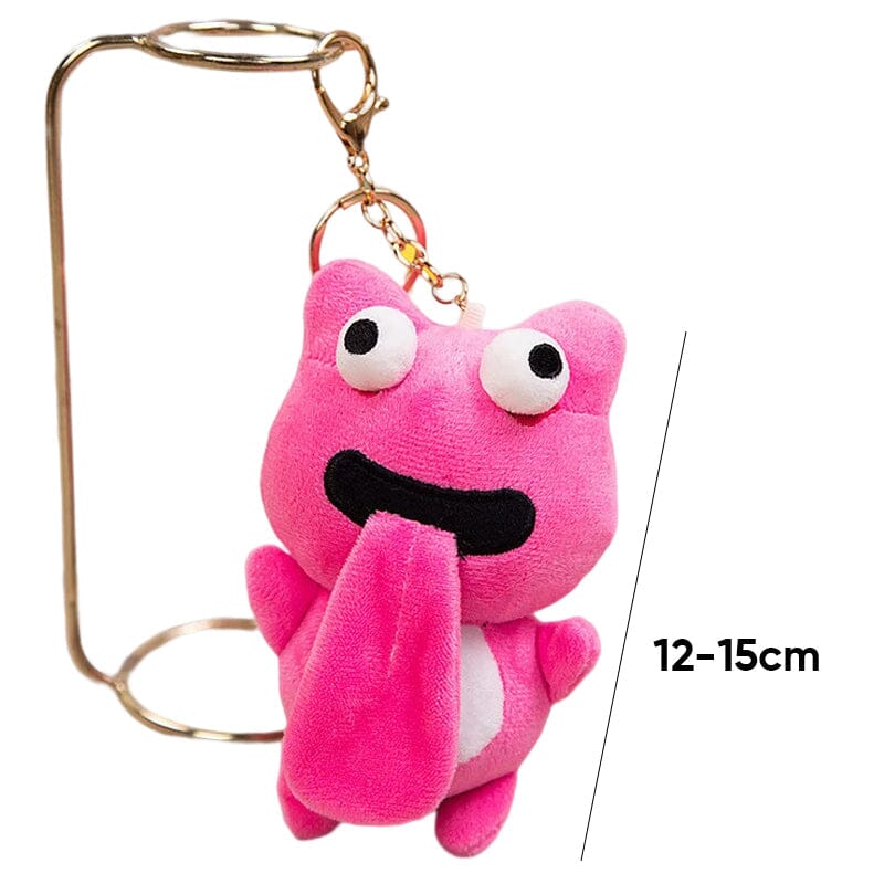 Cute Plush Animal Keychain Sticking out Tongue Frog