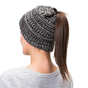 Soft Knit Ponytail Beanie Hat