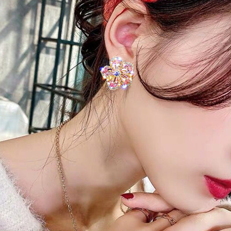 Blooming Crystal Flower Earrings