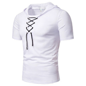 Men's casual summer drawstring t-shirt