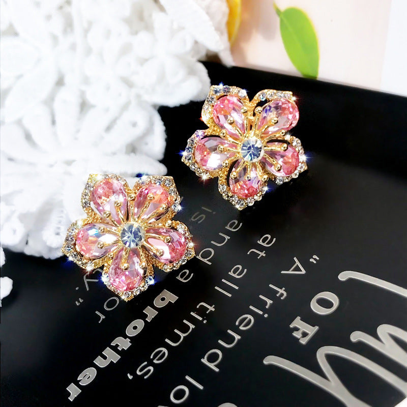 Blooming Crystal Flower Earrings