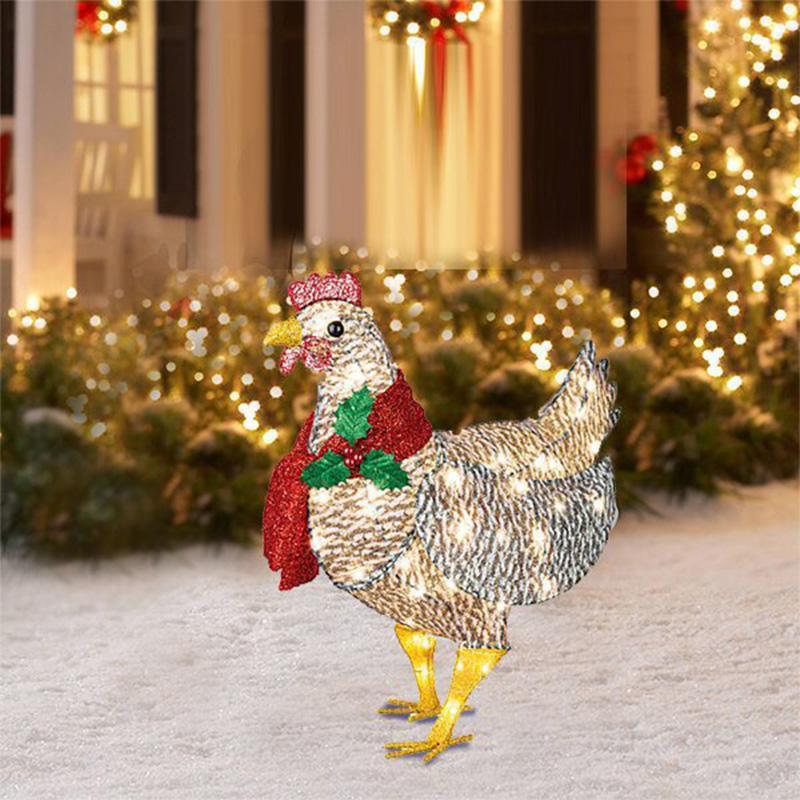 Light-Up Chicken with Scarf Holiday Decoration