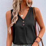 V-Neck Button Sleeveless Shirt