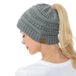 Soft Knit Ponytail Beanie Hat